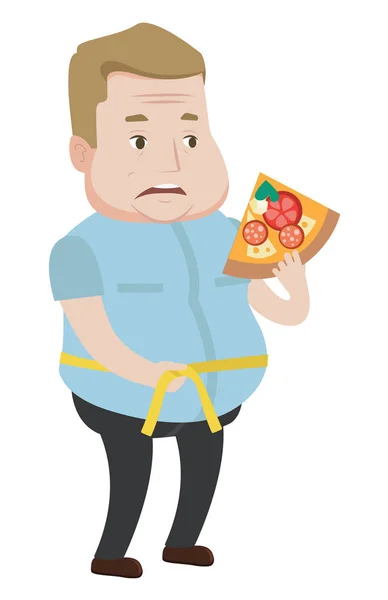 Man measuring waistline vector illustration. — Stock Vector