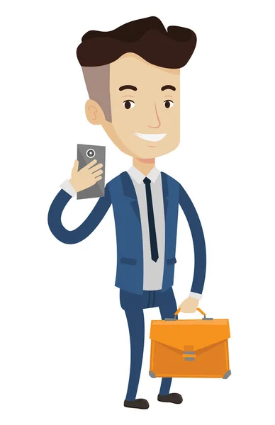 Businessman making selfie vector illustration. — Stock Vector