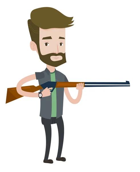 Hunter ready to hunt with hunting rifle. — Stock Vector