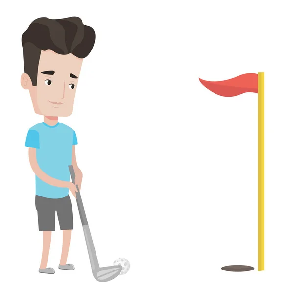 Ilustracja wektorowa golfista uderzenia piłki. — Wektor stockowy