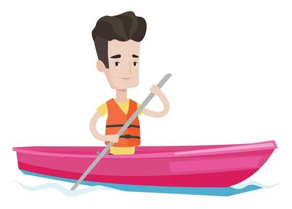 Hombre cabalgando en kayak vector ilustración . — Archivo Imágenes Vectoriales