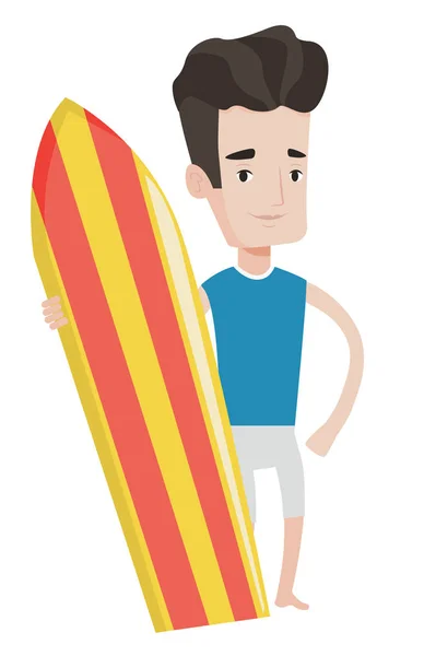 Surfista segurando prancha vetor ilustração . — Vetor de Stock