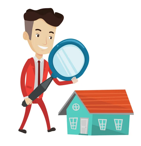 Man looking for house vector illustration. — Stock Vector