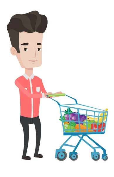 Klant met shopping cart vectorillustratie. — Stockvector