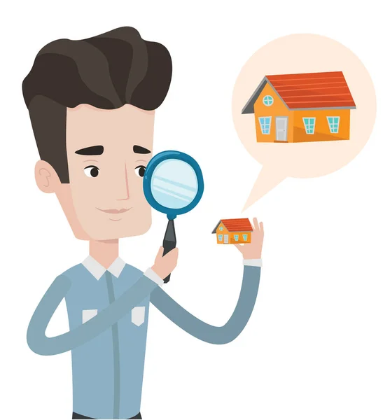 Man looking for house vector illustration. — Stock Vector