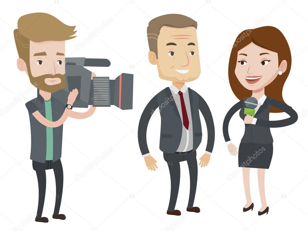 TV interview vector illustration.