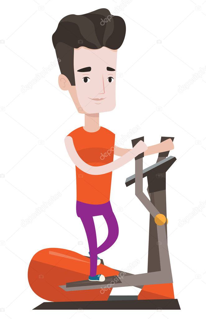 Man exercising on elliptical trainer.