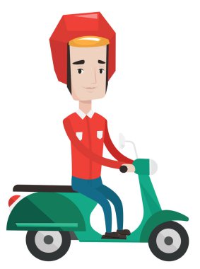 Scooter üzerinde pizza teslim kurye.