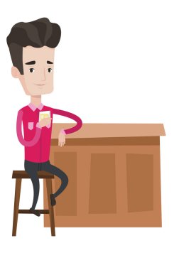 Barda oturan adam sayaç vektör çizim