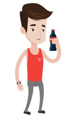 Genç adam içme soda vektör çizim.