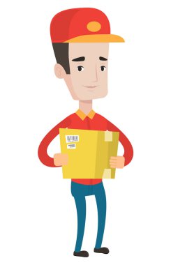 Karton kutular taşıyan teslimatçı.