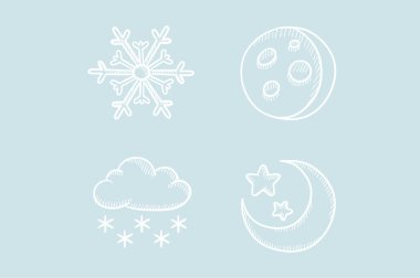 Hava vektör Icon set kroki.