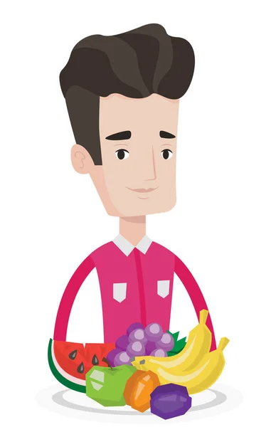 Uomo con frutta fresca illustrazione vettoriale . — Vettoriale Stock