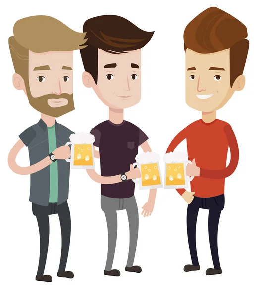 Grupo de amigos disfrutando de la cerveza en el pub . — Vector de stock