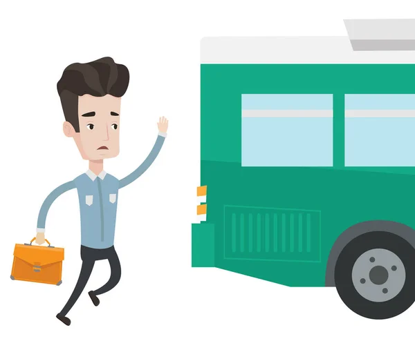 Latecomer man running for the bus. — Stock Vector