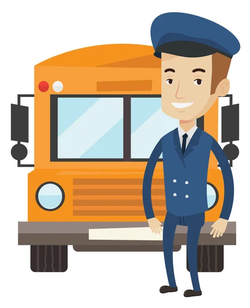学校のバスのドライバーのベクトル図. — ストックベクタ