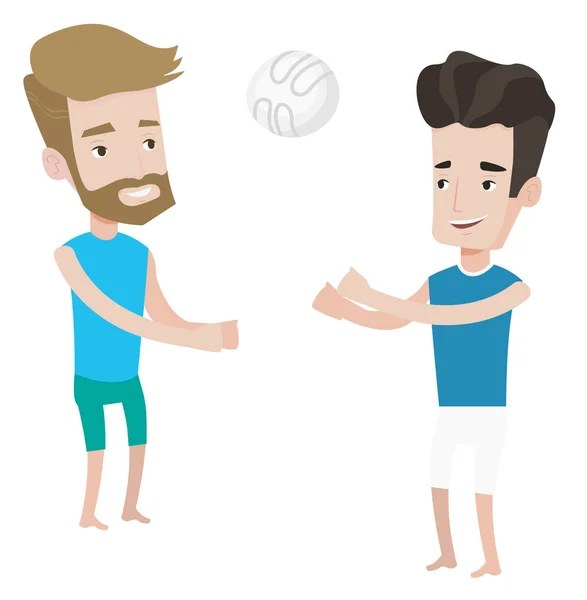 Twee mannen die beachvolleybal spelen. — Stockvector