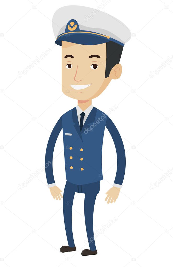Ship captain in uniform vector illustration.