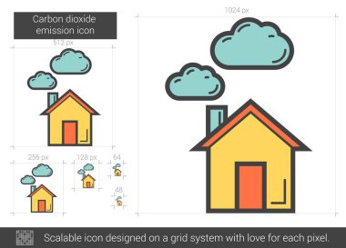 Karbondioksit emisyon satırı simgesi.