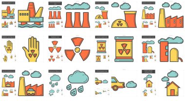 Ekoloji biohazard satır Icon set.