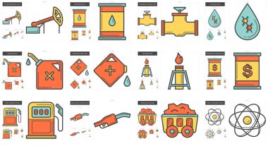 Ekoloji satır Icon set.