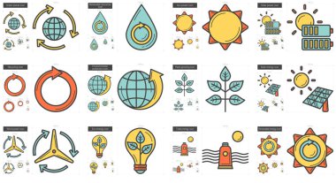 Ekoloji satır Icon set.