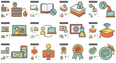 Eğitim satır Icon set.