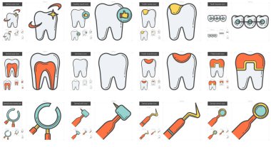 Stomatology satır Icon set.