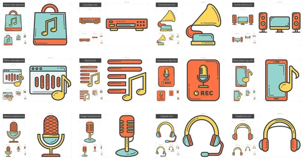 Conjunto de iconos de línea de música . — Archivo Imágenes Vectoriales