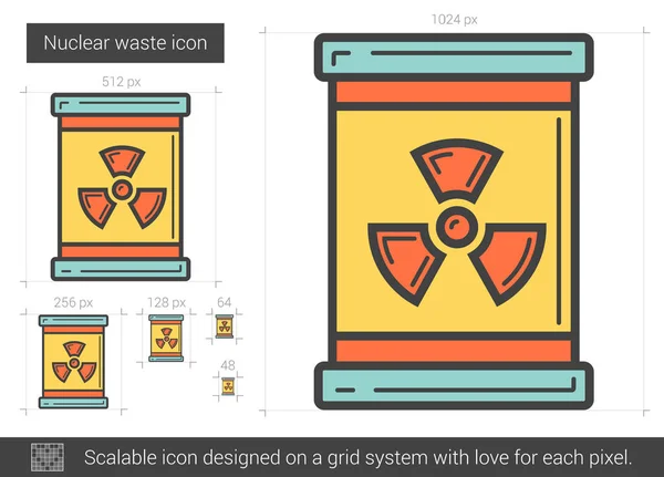 Icona della linea delle scorie nucleari . — Vettoriale Stock