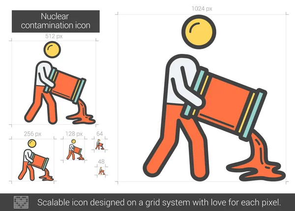 Icona della linea di contaminazione nucleare . — Vettoriale Stock