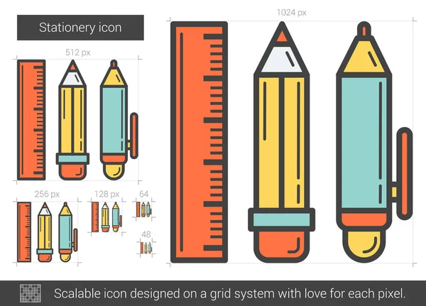 Ikon Stationery Line . - Stok Vektor