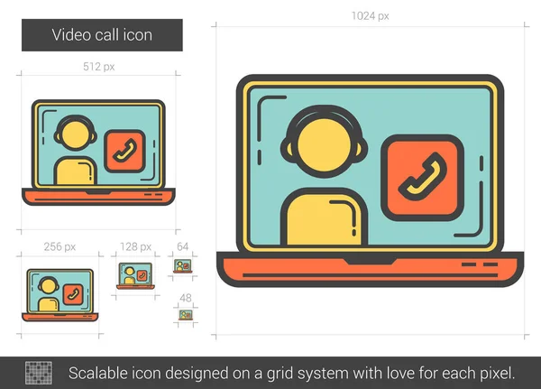 영상 통화 라인 아이콘. — 스톡 벡터