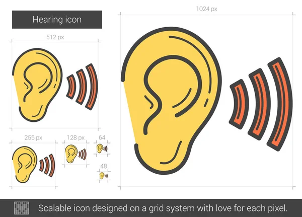 Icono de línea auditiva . — Vector de stock