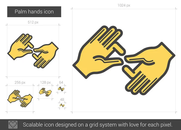 Palm kezek sor ikon. — Stock Vector