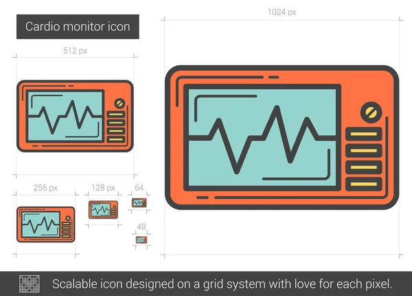 Cardio monitor ícone de linha . — Vetor de Stock