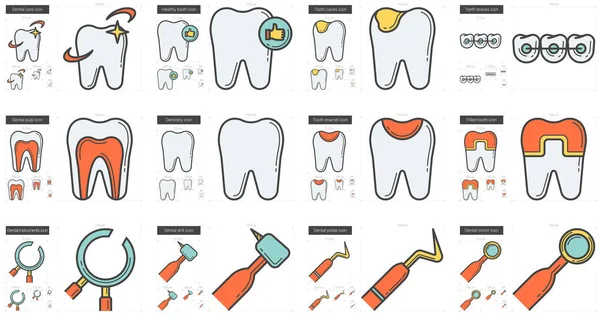 Stomatology line icon set. — Stock Vector