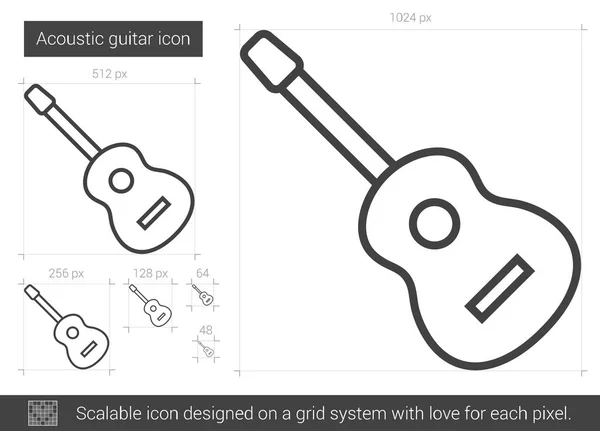 Icono de línea de guitarra acústica . — Archivo Imágenes Vectoriales