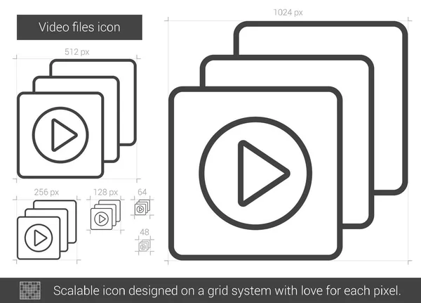 Icône de ligne de fichiers vidéo . — Image vectorielle