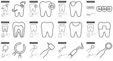 Stomatology satır Icon set.