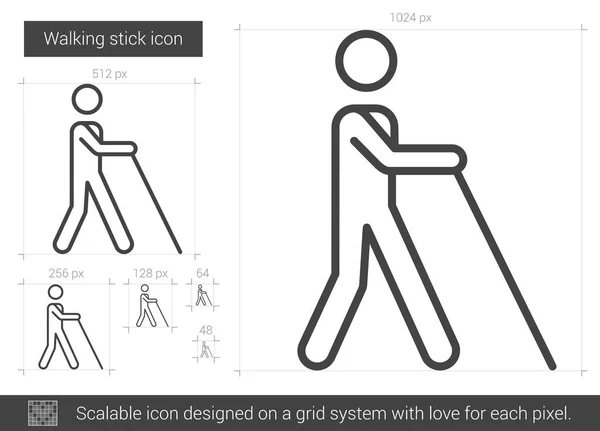 Wandelstok lijn pictogram. — Stockvector