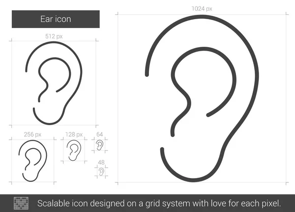 Icône de ligne d'oreille . — Image vectorielle