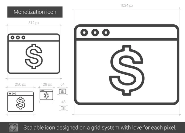 Icono de línea de monetización . — Vector de stock