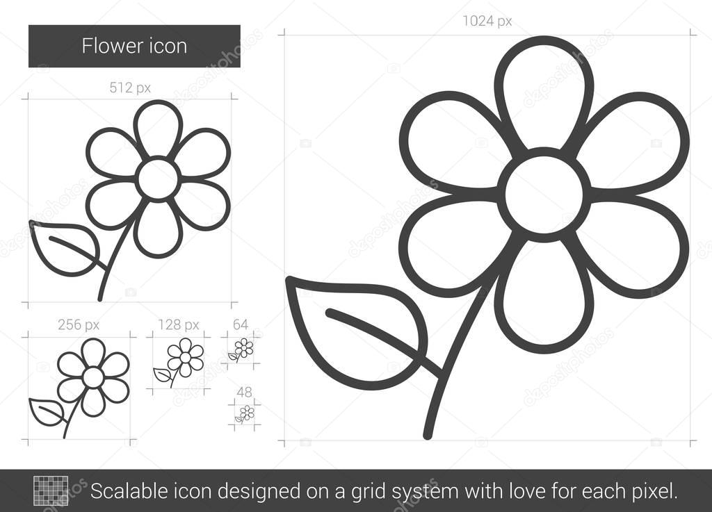 花のライン アイコン ストックベクター C Visualgeneration