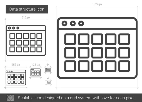 Ícone de linha de estrutura de dados . — Vetor de Stock