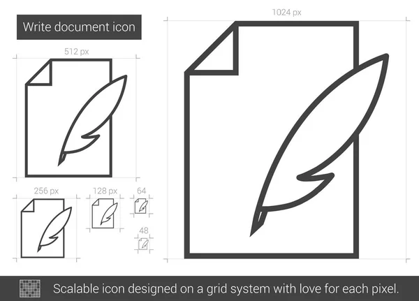 Escribe el icono de línea de documento . — Vector de stock