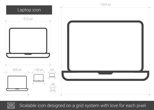 Pictograma liniei laptop . — Vector de stoc