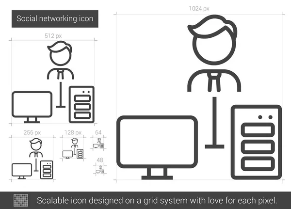소셜 네트워킹 라인 아이콘. — 스톡 벡터