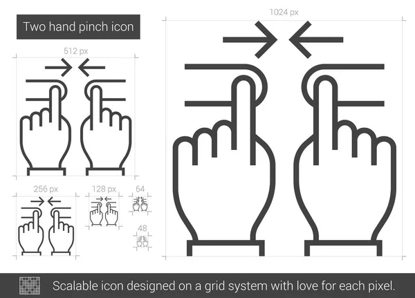 Deux pincer à la main icône de ligne . — Image vectorielle