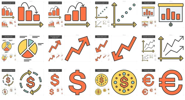 Ikonuppsättning för affärslinje. — Stock vektor